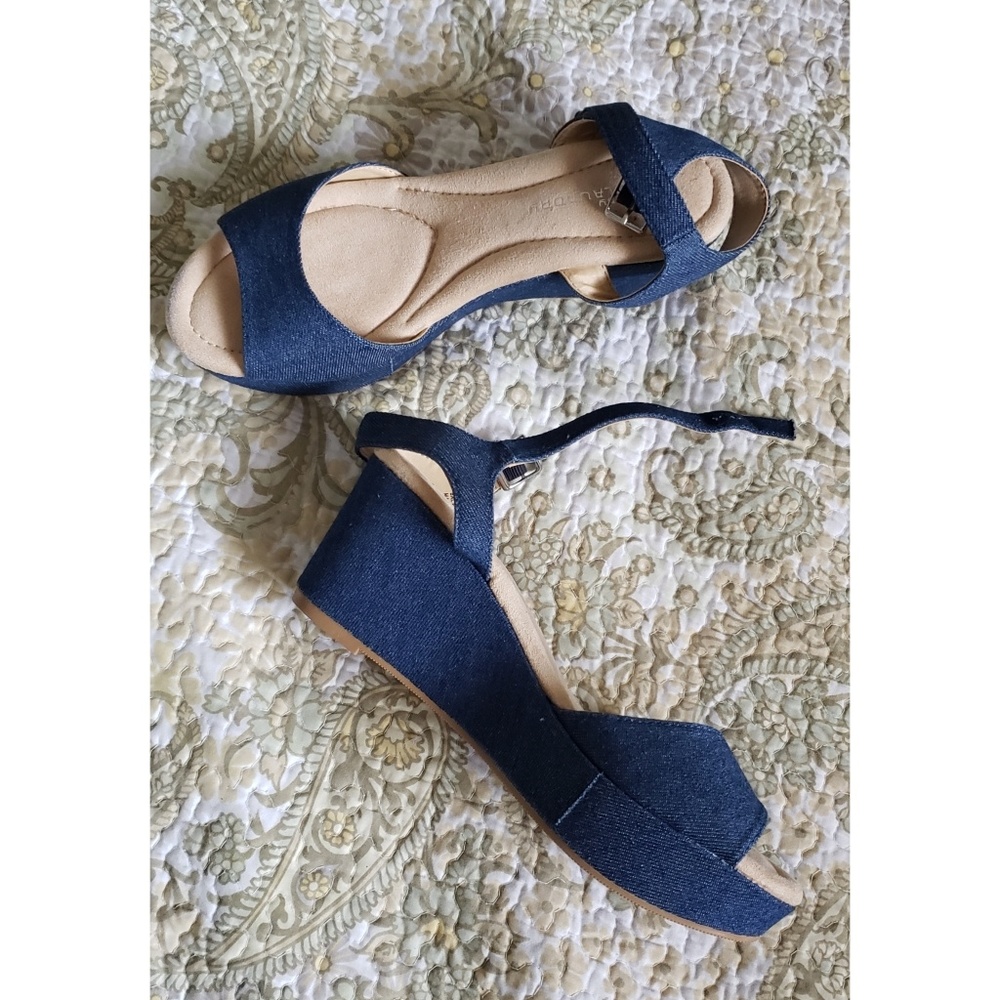 Denim platform sandals